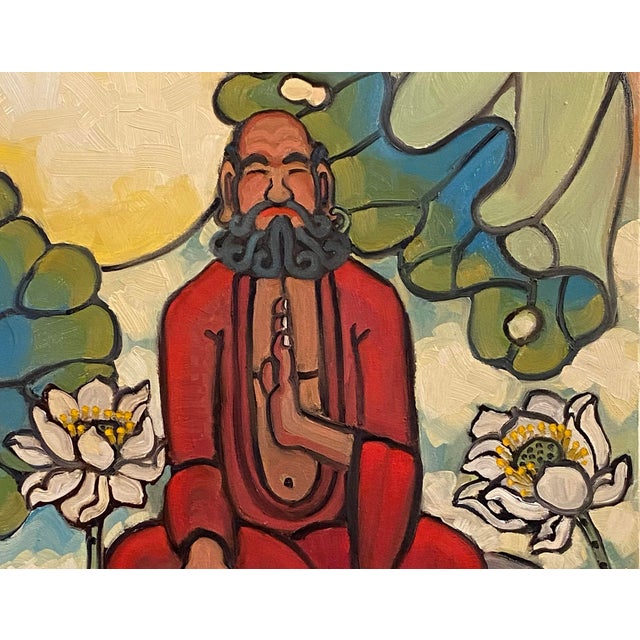 Bodhidharma Meditating Original Oil Painting Stephen McDonough | Chairish