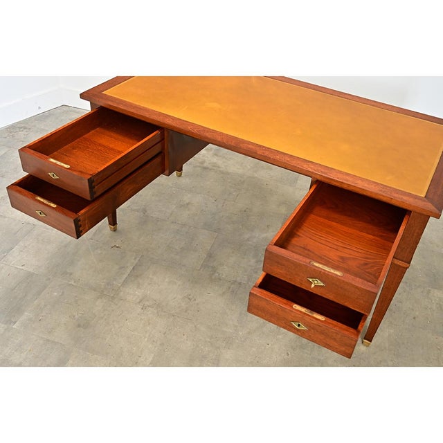 French French 20th Century Mahogany and Leather-top Desk For Sale - Image 3 of 14