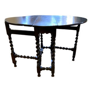 English Gate Leg Table With Barley Twist Turned Legs For Sale