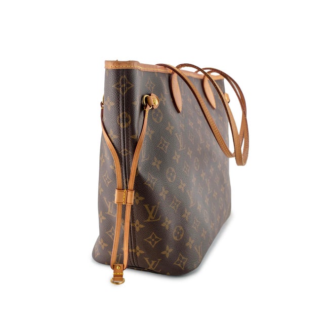 Louis Vuitton Louis Vuitton Brown Monogram Canvas Leather Neverfull MM Tote Bag For Sale - Image 4 of 12