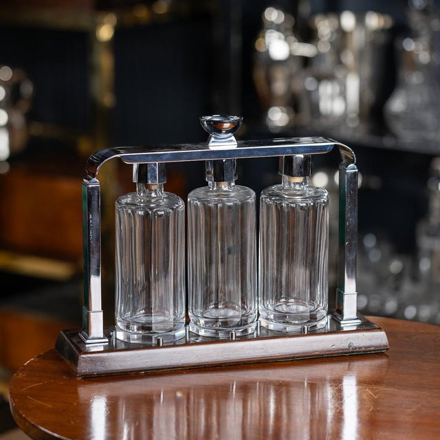 Vintage Italian Art Deco Tantalus Set, 1930, Set of 4 For Sale - Image 10 of 11