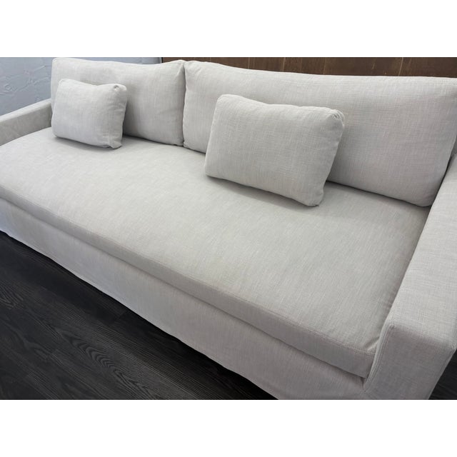 Rh Belgian Track Arm Sofa 9' Luxe Depth | Dove Perennials® Performance Textured Linen Weave | Down-Feather Fill For Sale - Image 10 of 18
