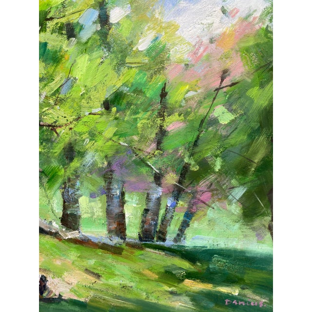 Green Impressionistic Landscape Original Oil Painting For Sale - Image 8 of 10