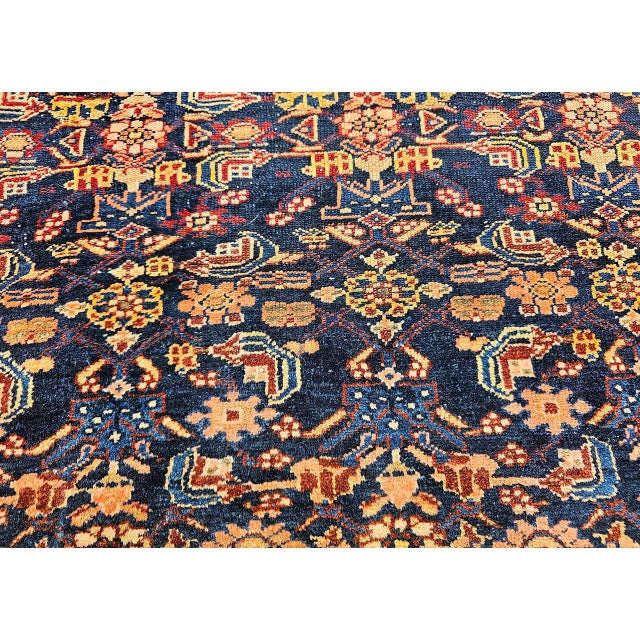 Antique Persian Senneh Area Rug, Hand-Knotted Wool, Allover Herati Pattern, Navy & Red, 4x6 For Sale - Image 16 of 18
