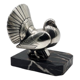 Art Deco Sculpture of a Pigeon and Peacock by Perrina, 1930 For Sale