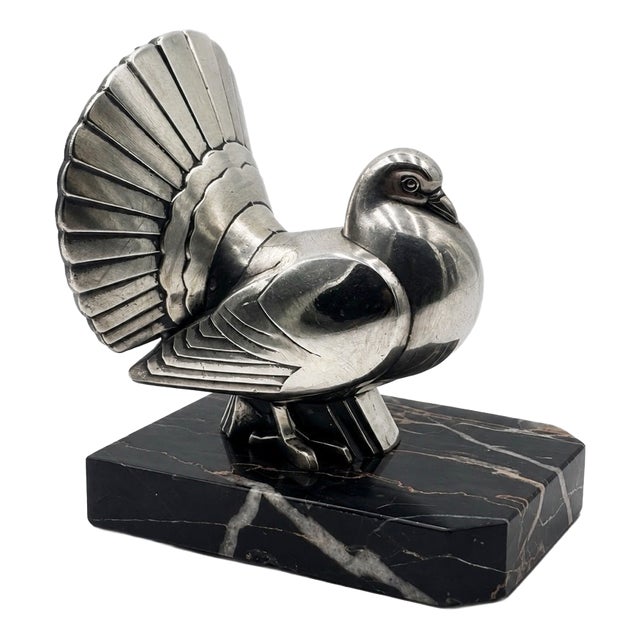 Art Deco Sculpture of a Pigeon and Peacock by Perrina, 1930 For Sale