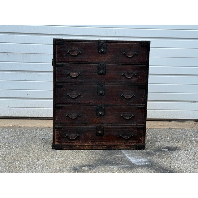 Wood Vintage Antique Pine Campaign Chest With Iron Hardware For Sale - Image 7 of 12