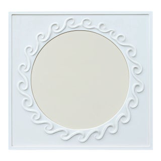 Vintage Wave Design Aluminum Mirror For Sale
