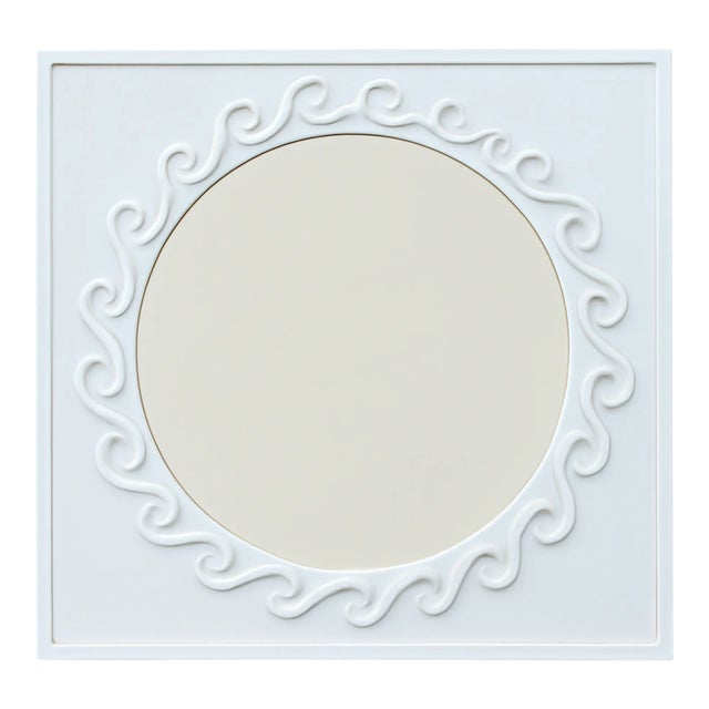 Vintage Wave Design Aluminum Mirror For Sale