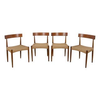Mid-Century Modern Dining Chairs by Arne Hovmand-Olsen for Mogens Kold, 1960s, Set of 4 For Sale