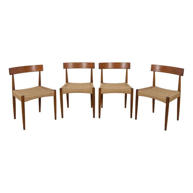 Mid-Century Modern Dining Chairs by Arne Hovmand-Olsen for Mogens Kold, 1960s, Set of 4 For Sale