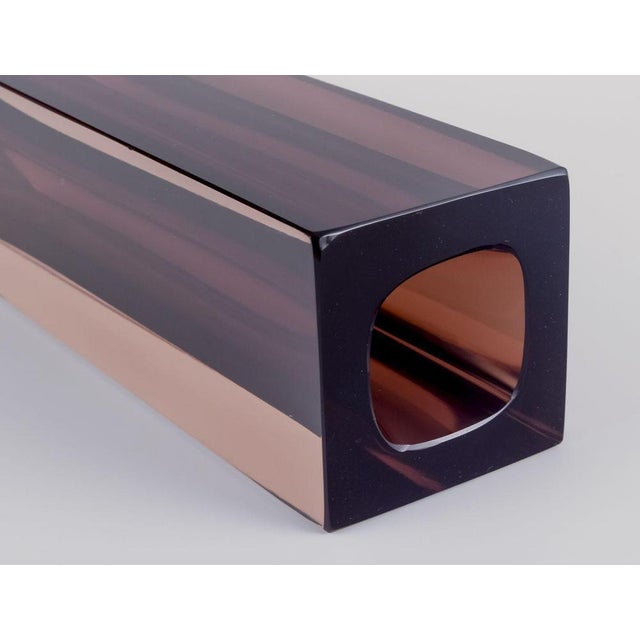 Square Smoke-Colored and Brown Art Glass Vase, Murano, Italy, 1960s For Sale - Image 6 of 7