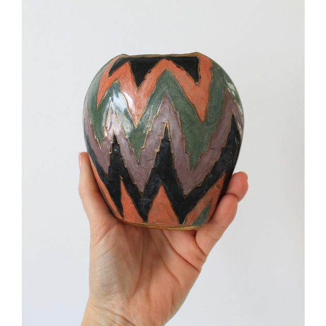 Vintage 1990's brass Cloisonné vase. Made in India. Some age wear to enamel finish.