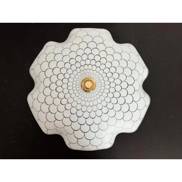 1950s Mid Century Frosted Glass Flower Flush Light For Sale - Image 5 of 18