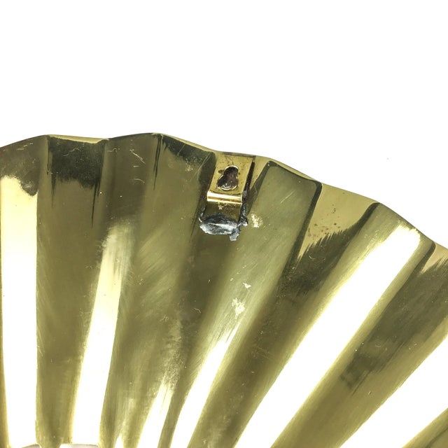 Vintage Carved Solid Brass Fan Wall Art For Sale - Image 10 of 13