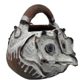 Vintage Chambri Wood Fired Art Sculpture From Papa New Guinea 1960's For Sale