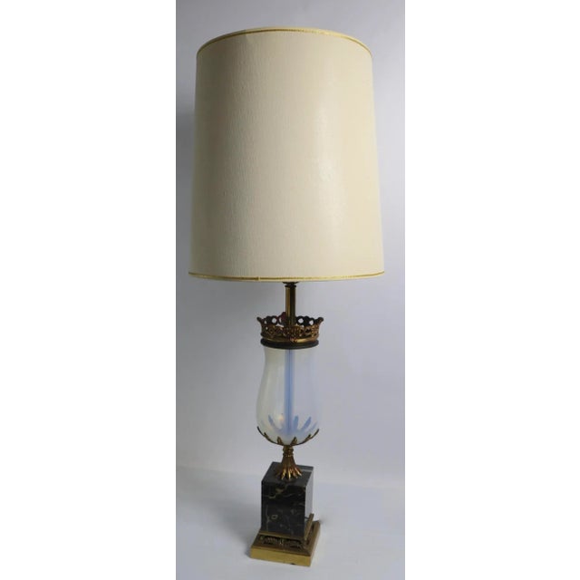 Metal Italianate Opaline Glass and Marble Table Lamp by Westwood Lamps For Sale - Image 7 of 8