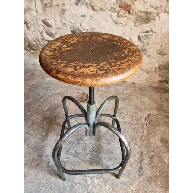 Vintage Industrial French Stool from Heliolith, 1950s For Sale - Image 10 of 18