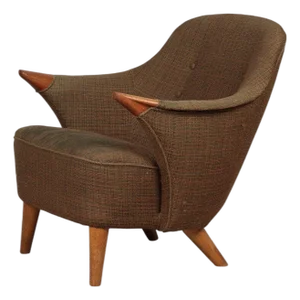 1950s Danish Mid Century Lowback Armchair With Teak Paws