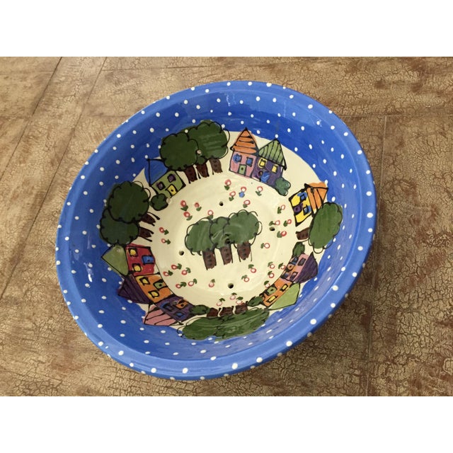 1990s 1990s Robin Sterling Handmade Ceramic Serving Bowl/ Colander For Sale - Image 5 of 7