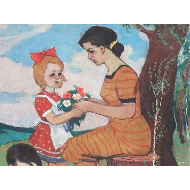 Realism Soviet Children Oil Painting, Ukrainian Artist, 1960s Vintage Art 76-100 For Sale - Image 3 of 6