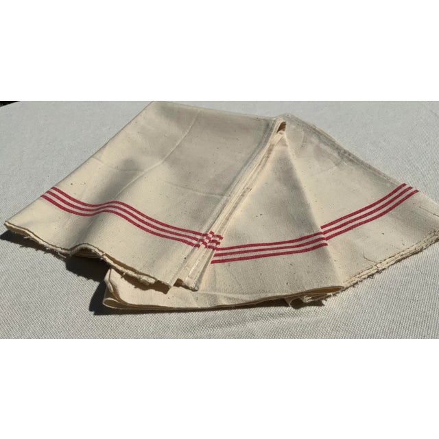 Set of 3 Antique French Red Stripe Torchon Linen Kitchen Towels, South of France, Early 20th Century For Sale - Image 13 of 18
