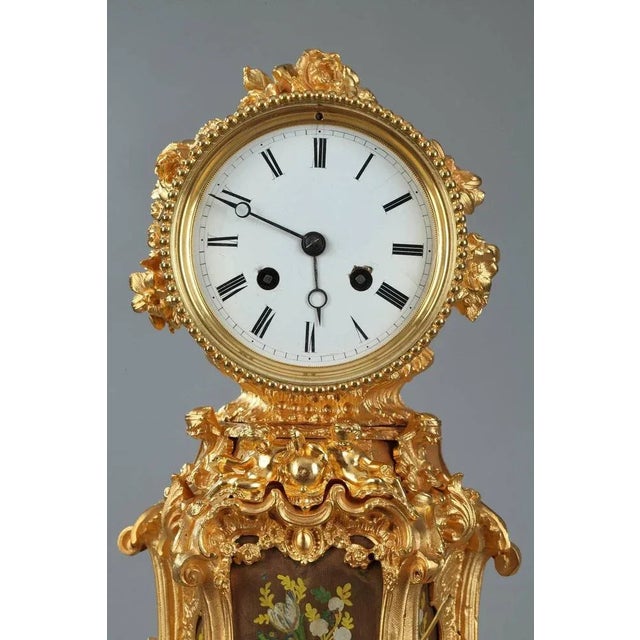 Late 19th Century Ormolu Mantel Clock with Floral Decoration For Sale - Image 3 of 11