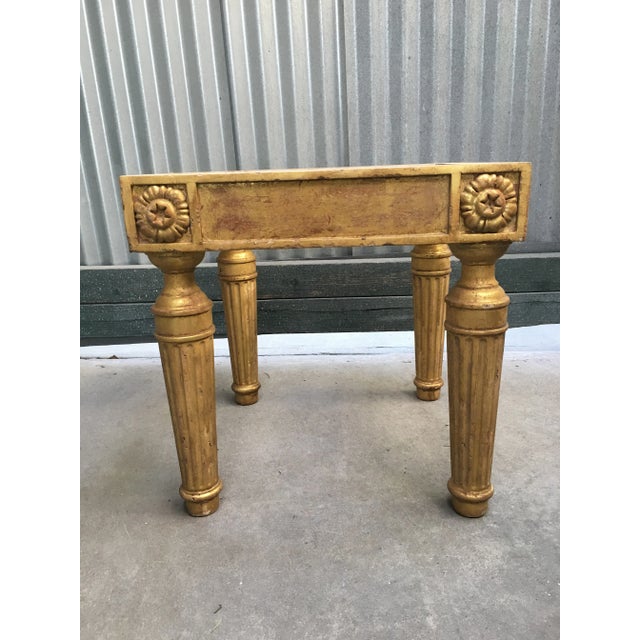 These French ottomans feature 22k gold finish with rosettes. The Ottomans do show normal vintage wear and patina due to...