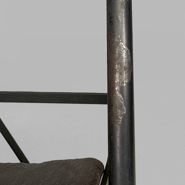 Italian Modern Folding Chair in Brown Leather and Metal, 1980s For Sale - Image 14 of 18