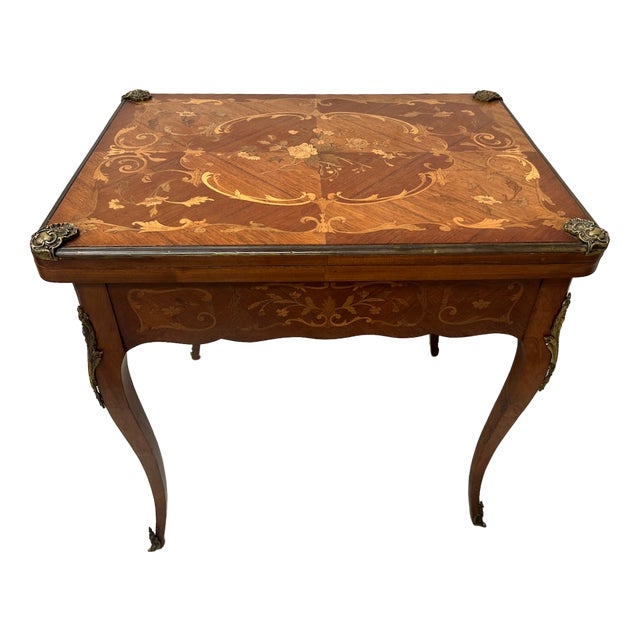 Louis XV Style Games Table with Marquetry Decoration, 20th Century For Sale