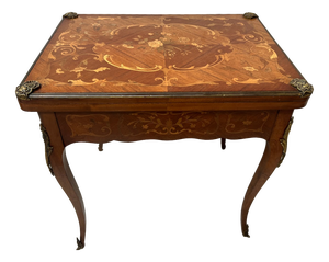 Louis XV Style Games Table with Marquetry Decoration, 20th Century