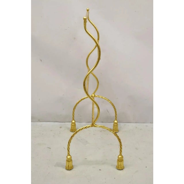 Mid 20th Century Mid 20th Century Italian Hollywood Regency Gold Gilt Metal Iron Towel Rack With Tassel Feet For Sale - Image 5 of 9
