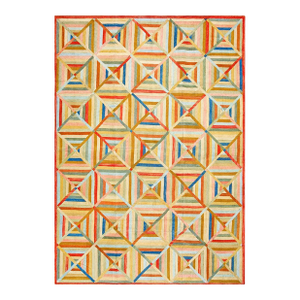 2010s Colorful Diamond Modern Contemporary Cotton American Hooked Rug 6' X 9' Handwoven Carpet