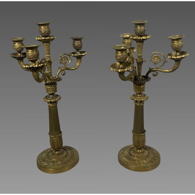 Antique Candleholders in Bronze, 1800s, Set of 2 For Sale - Image 5 of 5