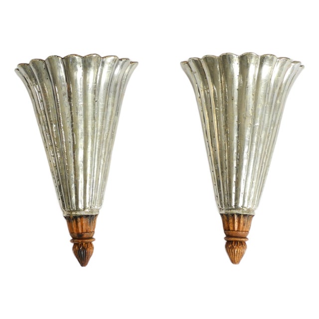 Long Wall Lamps in Wood-Covered Aluminum, 1950s, Set of 2 For Sale