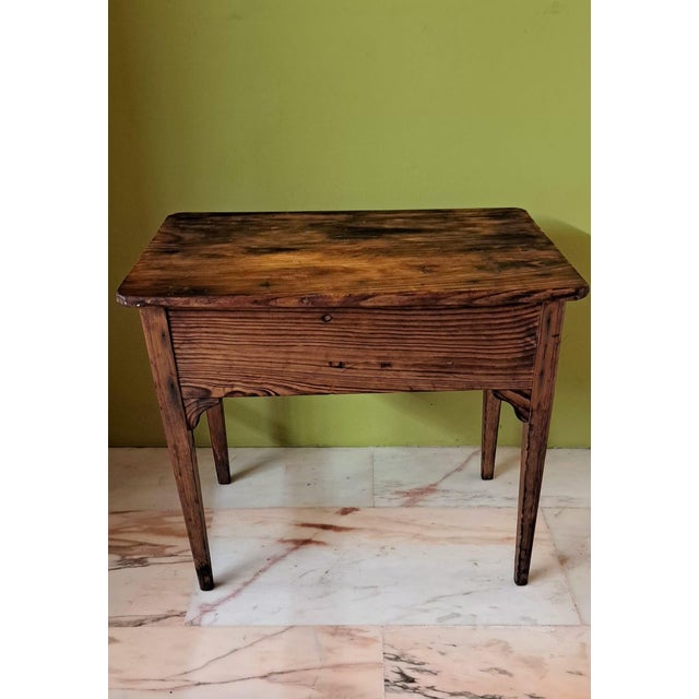 Wood Vintage Rustic Side Table, 1950 For Sale - Image 7 of 11