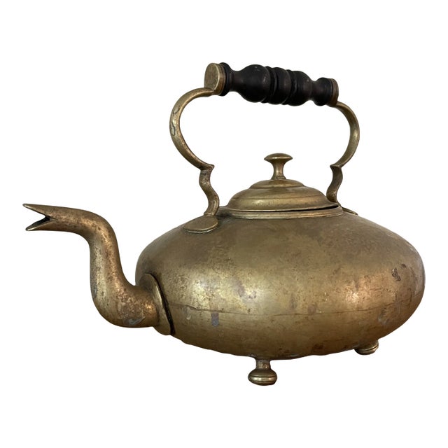 Antique Footed Brass Kettle For Sale