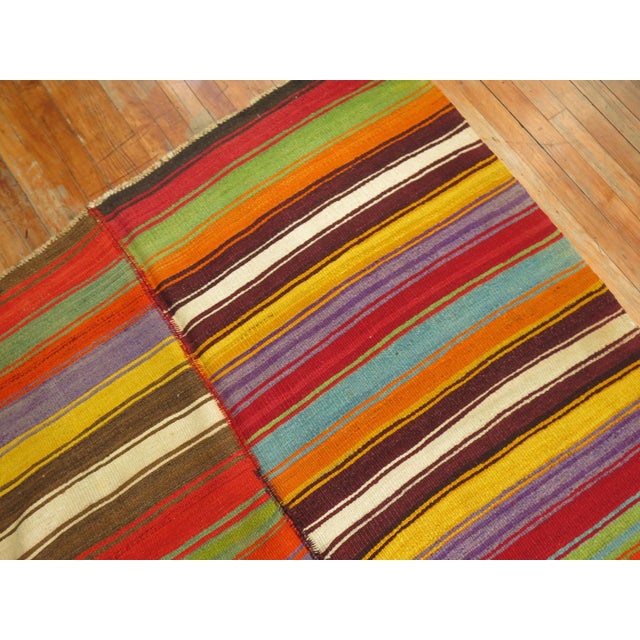 20th century tribal striped geometric wide gallery size runner. Fun and Chic! Measures: 5'5" x 11'8".
