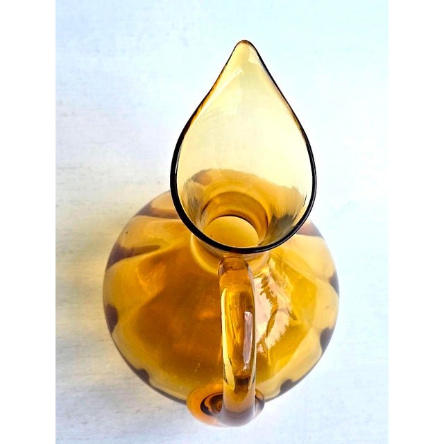 Vintage Hand-Blown Rainbow Glass Pitcher For Sale - Image 9 of 10