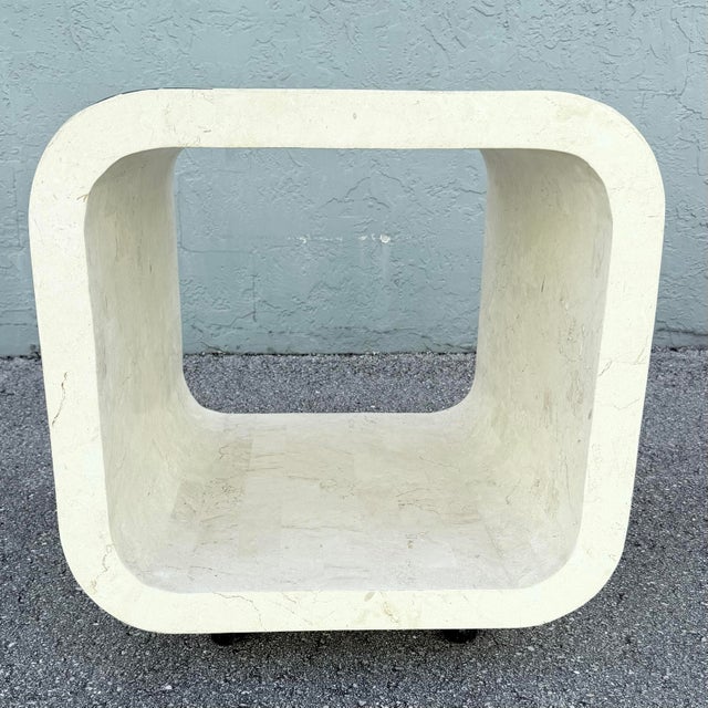 1990s Postmodern Abstract Tessellated Stone Waterfall Side Table For Sale - Image 5 of 8