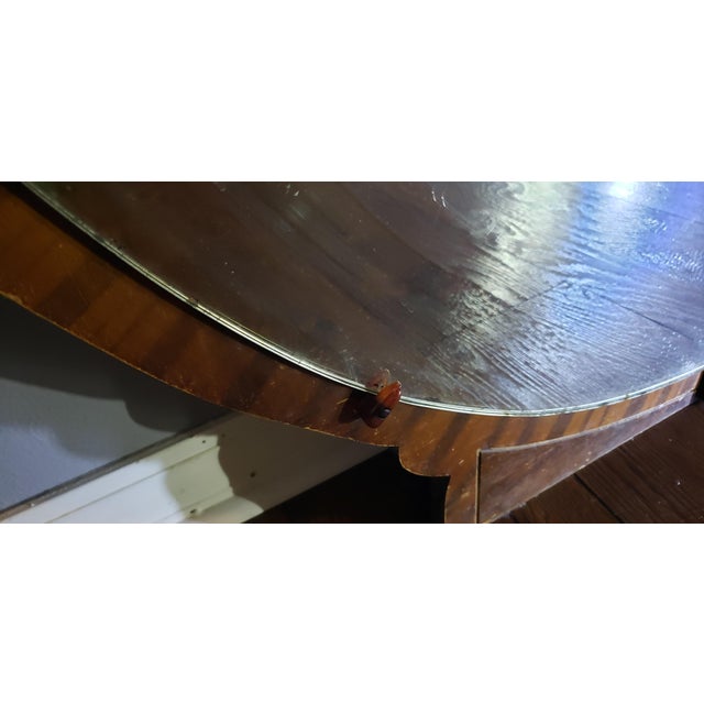 Wood Vintage Large Round Dresser Mirror For Sale - Image 7 of 9