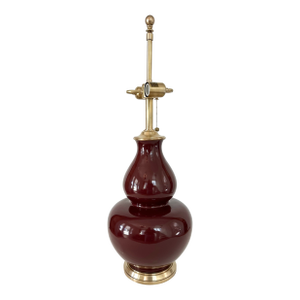 Single Ralph Lauren Extra Large Oxblood Red Ceramic Lamp With Brass Fittings.