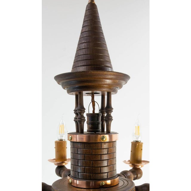 French Beech Well Chandelier, 1940 For Sale - Image 6 of 11