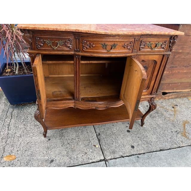 Late 19th Century Antique Marble Top French Server Sideboard, or Buffet. For Sale - Image 5 of 9