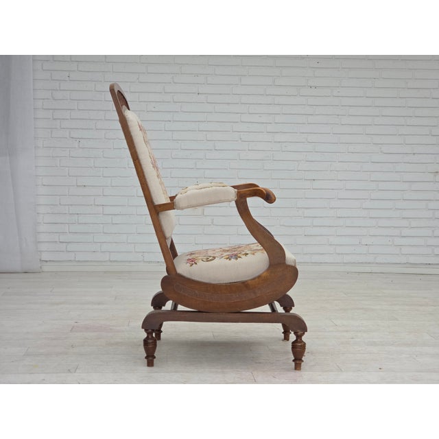 Danish Highback Rocking Chair in Handwoven Wool and Ash, 1930s For Sale - Image 12 of 18