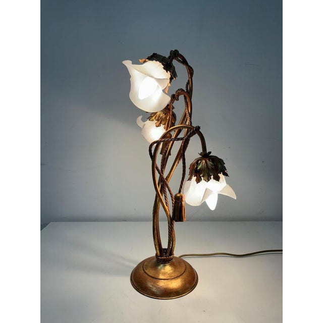 Italian Brass Knot Flower Lamp For Sale - Image 4 of 5