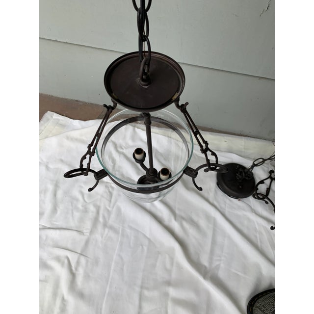 Vintage Late 20th Century Brass and Glass 2-Candle Chandelier For Sale - Image 4 of 5