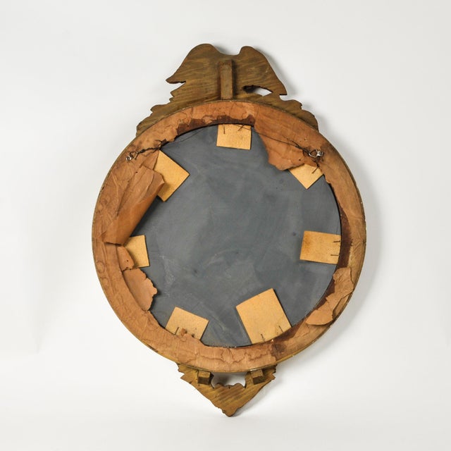 Wood Large Antique Federal Eagle Convex Mirror Giltwood Bullseye Butler Mirror Circa 1920s For Sale - Image 7 of 16