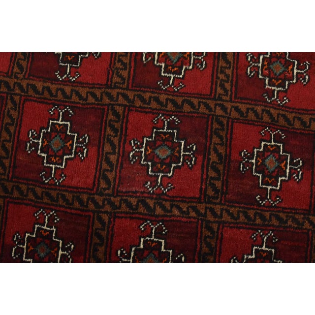 Baloch Rug 3’5” X 6’3” Red Wool Vintage Tribal Hand-Knotted Oriental Carpet For Sale - Image 4 of 12