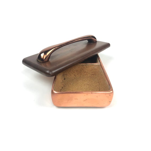 Mid-Century Modern Ben Seibel Lidded Copper Box With Handle For Sale - Image 3 of 6